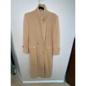 Evan Picone Womens Double Breasted Wool Overcoat Size 8 Camel Coat USA Made
